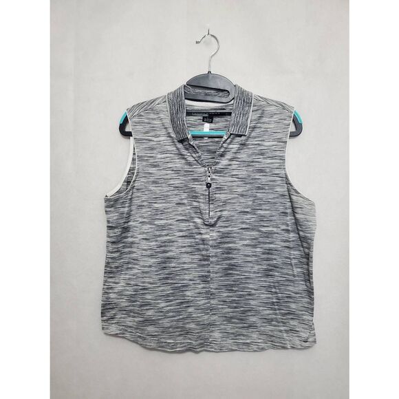 Jamie Sadock 100% Cotton Space Dye Grey Collared Quarter Zip Golf Tank Top Sport - Picture 1 of 5